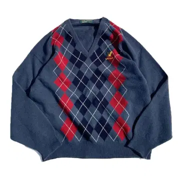 [ 80s ] NZ제 LYLE & SCOTT 아가일 무늬 울 니트 L