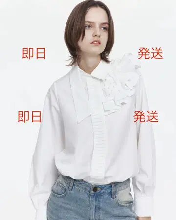 당일 발송 Bibiy SONNET BLOUSE 프릴 포함 화이트 셔츠