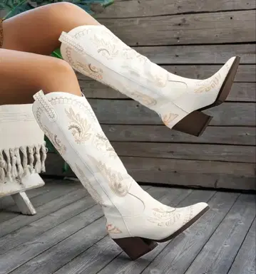 자수 장식 웨스턴 부츠 24.5-25.0