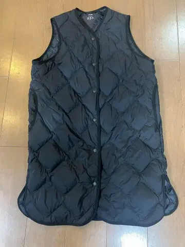 울트라 라이트 다운 롱 베스트 블랙 S