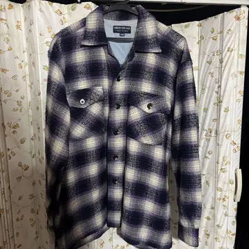 야마다 렌 90s 빈티지 옴브레 섀도우 체크 L 퍼플 오픈 카라