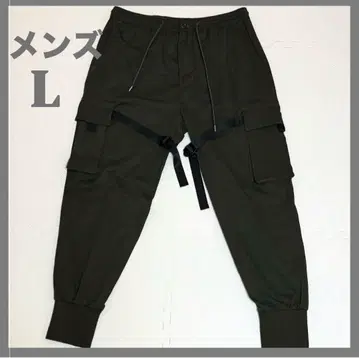 [남성용] 올리브 그린 스트랩 카고 팬츠/L 사이즈