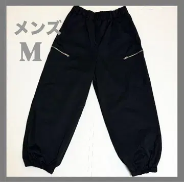 [남성용] 와이드 팬츠 이지 팬츠 지퍼 포켓 부착/블랙 M 사이즈