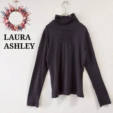 로라 애슐리 터틀넥 티셔츠 가슴 부분 개더 롱T셔츠 S