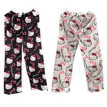 키티 모코모코 바지 화이트와 블랙