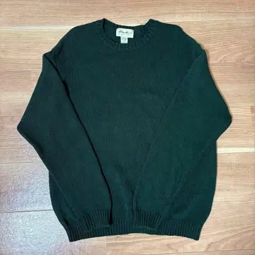 Eddie Bauer 코튼 니트 스웨터 두꺼운 원단 화이트 택 빈티지