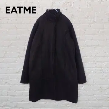 EATME 보아 절개 스웨이드풍 롱 코트 블랙 롱 기장 아우터