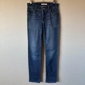 구제 의류 리바이스 312 쉐이핑 슬림 청바지 여성용 다크 블루