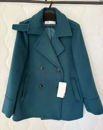 [택 포함 새상품] index 울 혼방 스탠 칼라 피 코트 그린