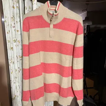 90s FEDELI 핑크 베이지 보더 캐시미어 100 44 사이즈