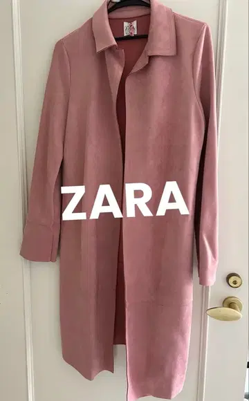 새상품급! ZARA 핑크 스웨이드 롱 코트