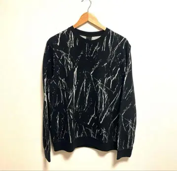 H&M 자카드 니트 스웨터 블랙 흑마블 롱TM