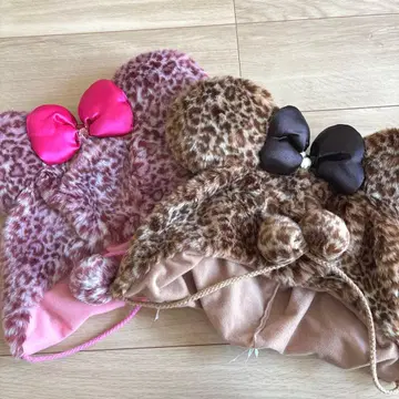 디즈니 팬캡 미니 레오파드 무늬 (핑크 브라운)