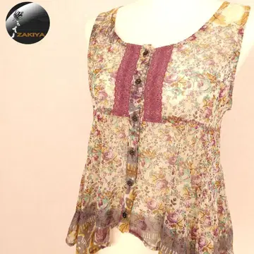 t.b 센소유니코 베스트 튜닉 꽃무늬 프린트 밑단 변형 시스루 38