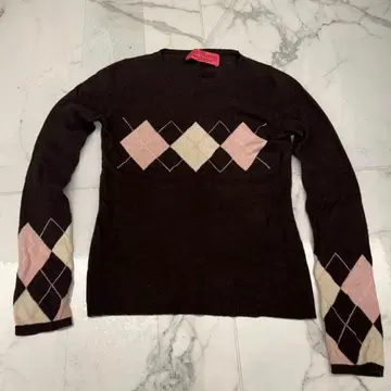 JUICY COUTURE 아가일 무늬 스웨터 100% 캐시미어