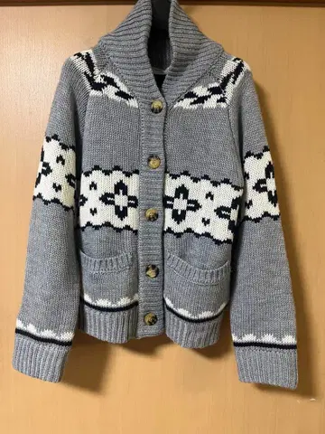 Samansa Mos2 기하학 패턴 그레이 가디건