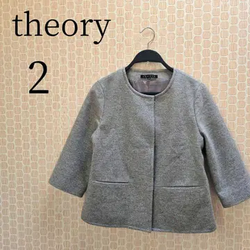 새상품급 theory 띠어리 울 혼방 노카라 자켓 그레이 M 사이즈