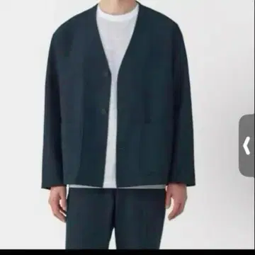 무인양품 바람이 통하는 스트레치 사커 가디건 빅 사이즈 XL 다크 네이비