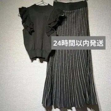 [ 24시간 이내 발송 ] MERCURYDUO 시어 니트 셋업 그레이