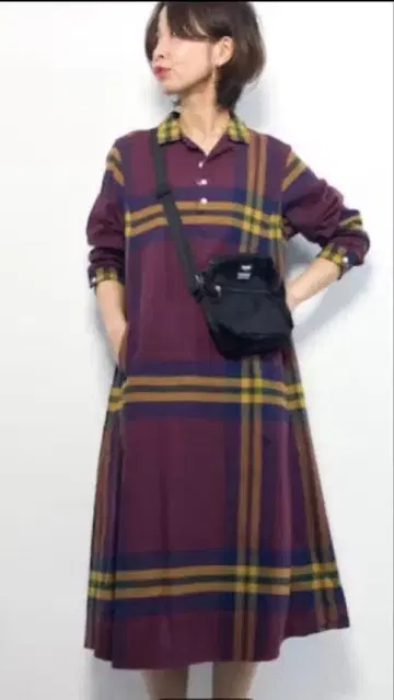 BEAMS BOY 빅 타탄 체크 패턴 셔츠 원피스