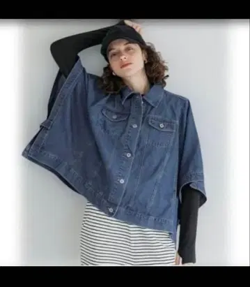 시착만 한 상품 coca 데님 판초 자켓 L 블루