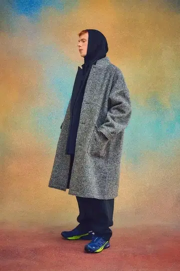 PINE 파인 트위드 울 롱 코트