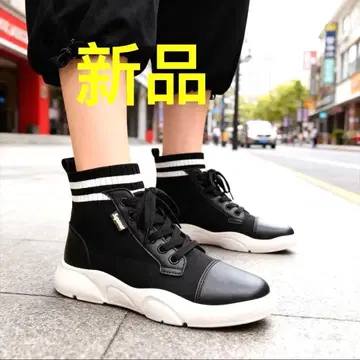 스트레치 니트 삭스 하이컷 스니커즈 블랙 새상품 24cm