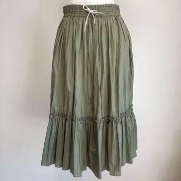 키이스 KEITH 카키 플레어 스커트 38 그린 고급 개더