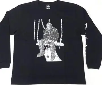 그래픽 프린트 블랙 긴팔 티셔츠