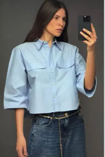 ZARA/ 라이트 블루 셔츠