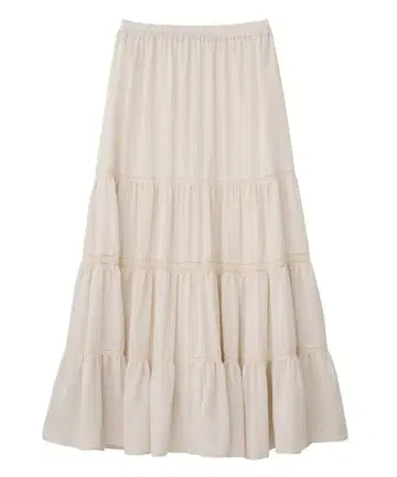 COCO DEAL 코코딜 레이스 절개 티어드 새틴 스커트 아이보리