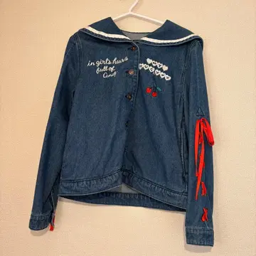 캔디 스트리퍼 세일러 카라 데님 자켓 G