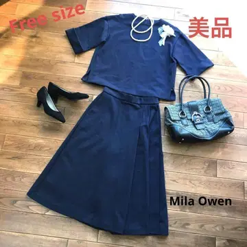 FREE 새상품급 MilaOwen 셋업 네이비 반팔 와이드 팬츠 상하의