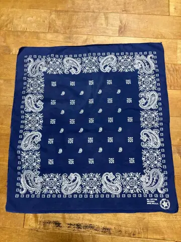 70s 빈티지 반다나 네이비 Paris제 미국제