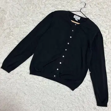 LAND'S END 가디건 크루넥 면 100% 블랙 ( S )