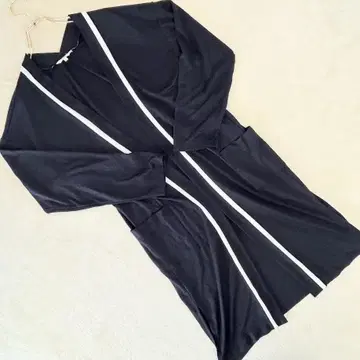 해시 아쉬 노카라 가디건 가운 겉옷 블랙 x 화이트 L