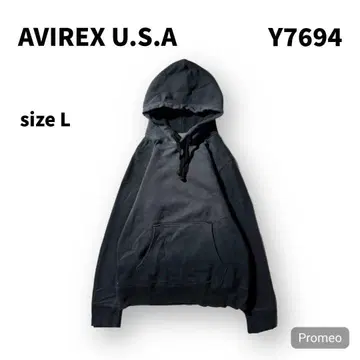 [ 즉시 구매 OK ] AVIREX 후디 후드티 사이즈 L 블랙