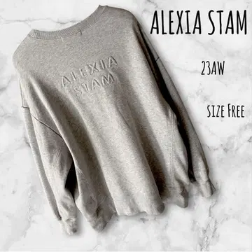ALEXIA STAM 백 로고 맨투맨 프리 사이즈 그레이 23년 모델