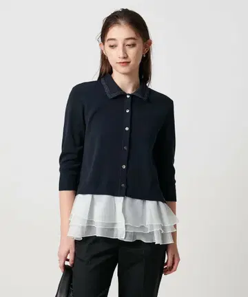 UNITED ARROWS 레이디 폴로 콤비 니트 워셔블