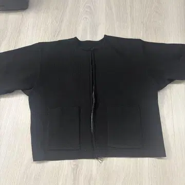 블랙 스펀지 노카라 자켓