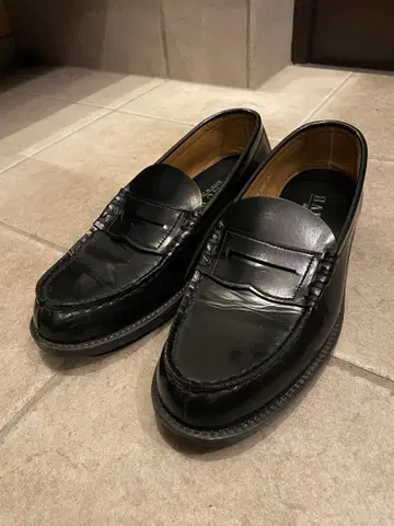 HARUTA 블랙 가죽 로퍼 26.5 3E