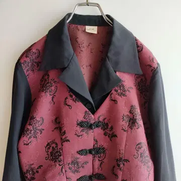 레이어드 스타일 블라우스 쉬폰 베스트 빈티지 블랙 보르도