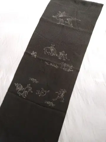 순수 실크 오비 장식 천 조수 기가 다크 그린