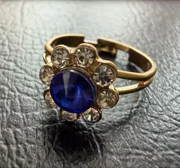 새상품 아쉬페 프랑스 플라워 디자인 블루 크리스탈 반지 13호