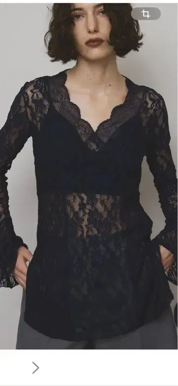 아메리 COMBINATION LACE TOP 네이비