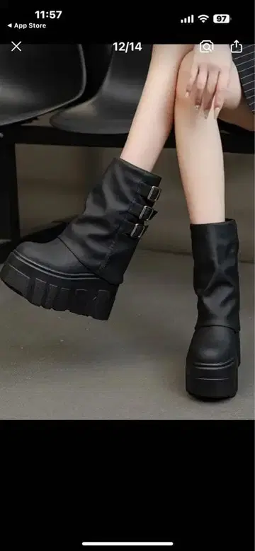 플랫폼 엔지니어 부츠 블랙 24cm