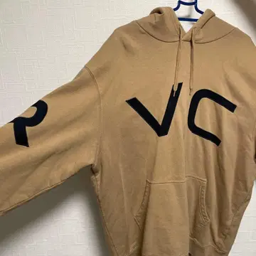 VC 로고 베이지 후드 부착 후드티