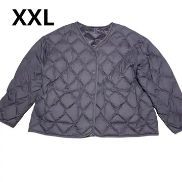 유니클로 라이트 다운 XXL 노카라 그레이지