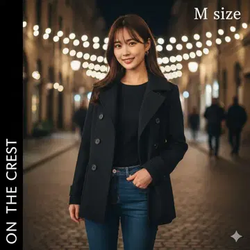 [ M 사이즈 ] 피코트 P코트 숏 기장 울 블랙