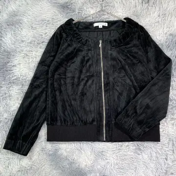 KLEIN PLUS [ 38 ] 노카라 자켓 벨로아풍 원단 블랙 봄/가을